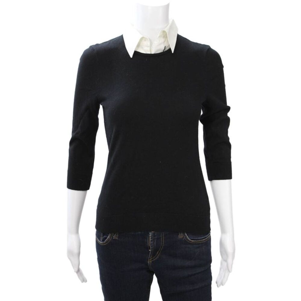 Lauren Ralph Lauren Womens Black Crew Neck Pullover Sweater 3/4 Sleeve Size S
